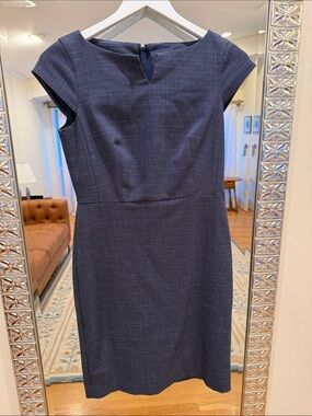 Ann Taylor Navy Windowpane Sheath Dress